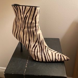 Steve Madden Cleo Zebra pony spike heel bootie. Size 10. 4” stiletto heel